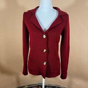 Cocogio Womens Merino Wool Blend Button Front Cardigan Sweater Maroon Size Small